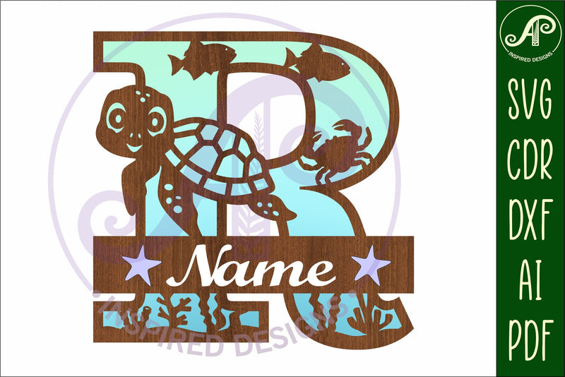 Turtle ocean Capital Monogram letter R SVG - So Fontsy