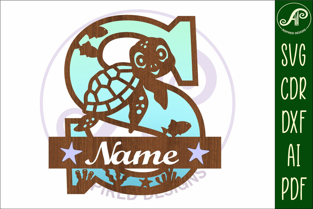 Turtle ocean Capital Monogram letter S SVG - So Fontsy