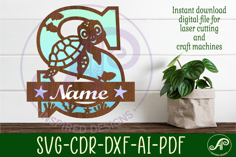 Turtle ocean Capital Monogram letter S SVG - So Fontsy