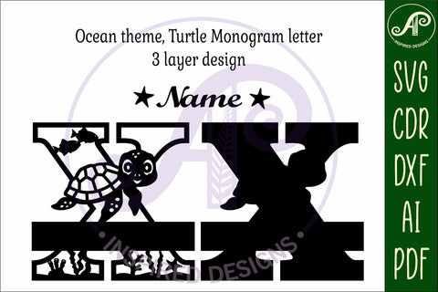 Turtle ocean Capital Monogram letter X SVG SVG APInspireddesigns 