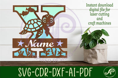 Turtle ocean Capital Monogram letter X SVG SVG APInspireddesigns 