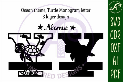Turtle ocean Capital Monogram letter Y SVG SVG APInspireddesigns 