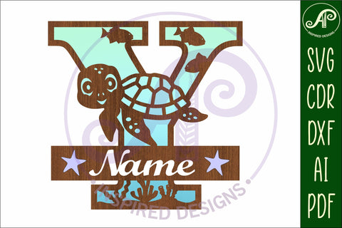 Turtle ocean Capital Monogram letter Y SVG SVG APInspireddesigns 