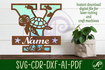 Turtle ocean Capital Monogram letter Y SVG SVG APInspireddesigns 