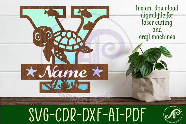 Turtle ocean Capital Monogram letter Y SVG SVG APInspireddesigns 