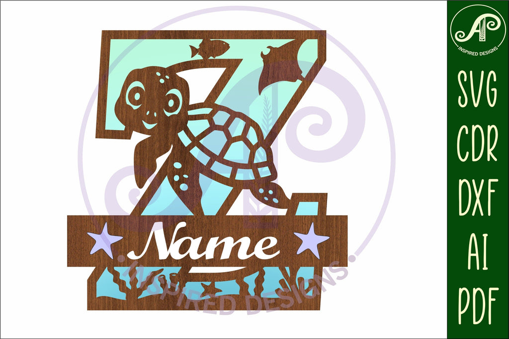 Turtle Initial Monogram Turtle ocean Capital Monogram letter Z SVG - So Fontsy
