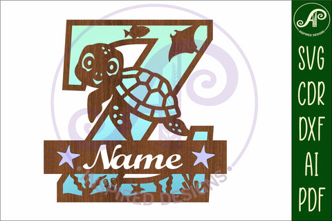 Turtle ocean Capital Monogram letter Z SVG SVG APInspireddesigns 