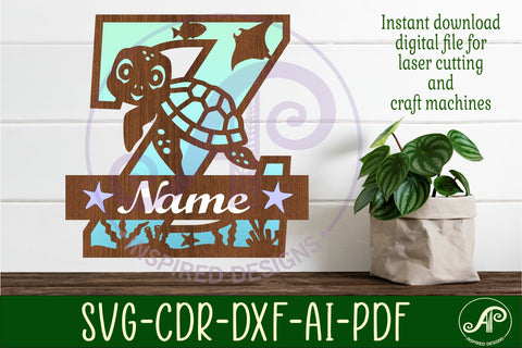 Turtle ocean Capital Monogram letter Z SVG SVG APInspireddesigns 