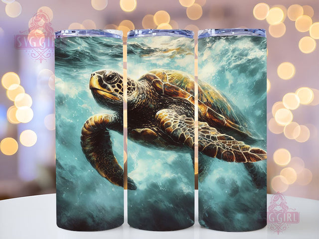 Turtle Ocean Watercolor 20oz Tumbler Wrap Sublimation Design, Straight Tapered Tumbler Wrap, Sea turtle Tumbler Png, Instant Digital Download Sublimation SvggirlplusArt 