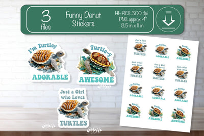 Turtle stickers Pun Sticker Printable PNG Turtle pun printable stickers png Print and cut stickers Sublimation Createya Design 