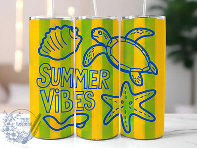 Turtle Summer Vibes 20oz Tumbler, Turtle Summer Vibes, Tropical Sublimation Design, Vintage Summer Vibes, Ocean Theme Wrap, Sea Turtle Design, 20oz Tumbler Wrap, Sublimation Design PNG, Summer Gift Sublimation ToriDesigns 
