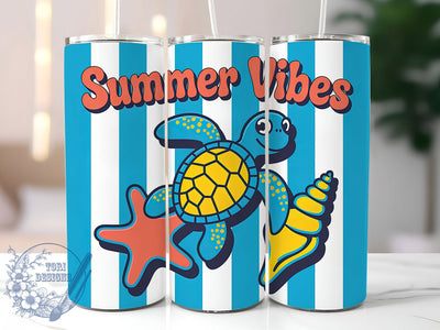 Turtle Summer Vibes 20oz Tumbler, Turtle Summer Vibes, Tropical Sublimation Design, Vintage Summer Vibes, Ocean Theme Wrap, Sea Turtle Design, 20oz Tumbler Wrap, Sublimation Design PNG, Summer Gift Sublimation ToriDesigns 