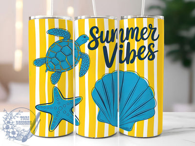 Turtle Summer Vibes 20oz Tumbler, Turtle Summer Vibes, Tropical Sublimation Design, Vintage Summer Vibes, Ocean Theme Wrap, Sea Turtle Design, 20oz Tumbler Wrap, Sublimation Design PNG, Summer Gift Sublimation ToriDesigns 
