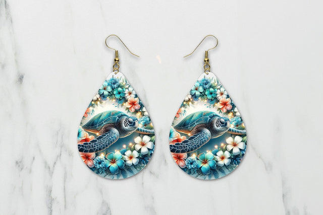 Turtle Teardrop Earring Sublimation PNG Sublimation BijouBay 