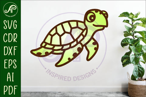 Turtle two layer cut out laser cut wall art SVG APInspireddesigns 