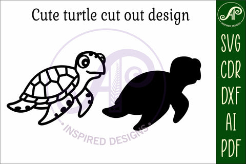 Turtle two layer cut out laser cut wall art SVG APInspireddesigns 