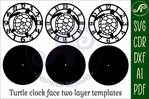 Turtle wall clock laser cut files, SVG file. vector SVG APInspireddesigns 