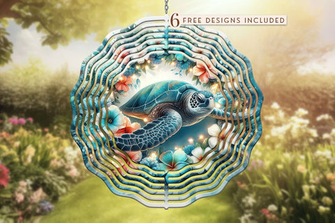 Turtle Windspinner Sublimation PNG, Tropical Spinner Design Sublimation BijouBay 