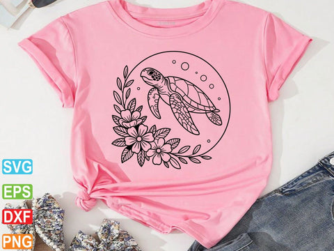 Turtle with flower svg, Floral turtle wheel svg SVG artprintfile 
