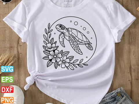 Turtle with flower svg, Floral turtle wheel svg SVG artprintfile 