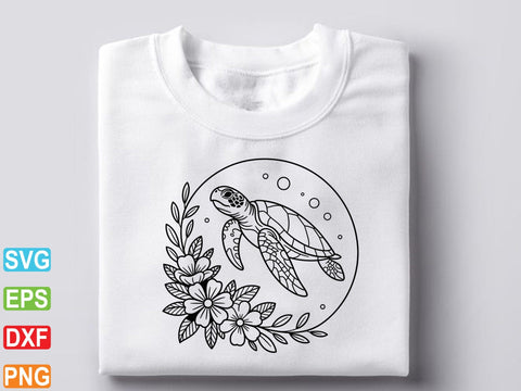 Turtle with flower svg, Floral turtle wheel svg SVG artprintfile 