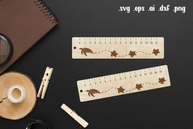 Turtle Wooden Ruler Laser Engraving, Back to School Gift SVG zafrans studio 