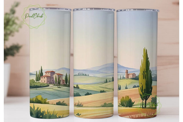 Tuscan Countryside 20oz Tumbler Wrap Sublimation PixelChick 