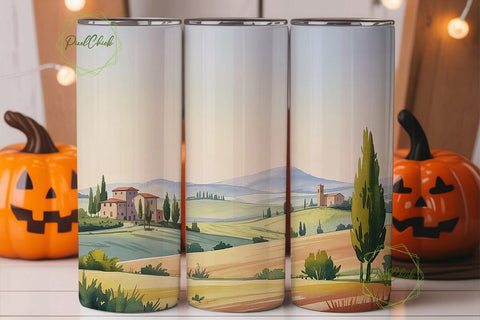 Tuscan Countryside 20oz Tumbler Wrap Sublimation PixelChick 