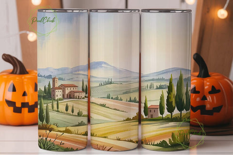 Tuscan Countryside 20oz Tumbler Wrap Sublimation PixelChick 