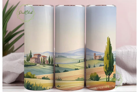 Tuscan Countryside 20oz Tumbler Wrap Sublimation PixelChick 