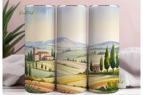 Tuscan Countryside 20oz Tumbler Wrap Sublimation PixelChick 
