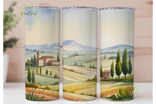 Tuscan Countryside 20oz Tumbler Wrap Sublimation PixelChick 