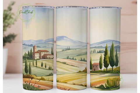 Tuscan Countryside 20oz Tumbler Wrap Sublimation PixelChick 