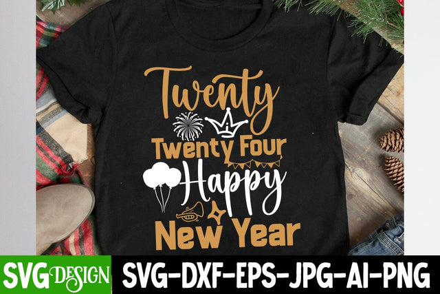 Twenty Twenty Four Happy New Year SVG Cut File, Twenty Twenty Four Happy New Year SVG Design SVG BlackCatsMedia 