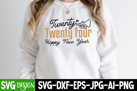 Twenty twenty Four Happy New Year SVG Cut File, Twenty twenty Four Happy New Year SVG Design, Twenty twenty Four Happy New Year Sublimation PNG SVG BlackCatsMedia 