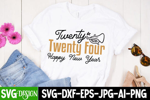Twenty twenty Four Happy New Year SVG Cut File, Twenty twenty Four Happy New Year SVG Design, Twenty twenty Four Happy New Year Sublimation PNG SVG BlackCatsMedia 