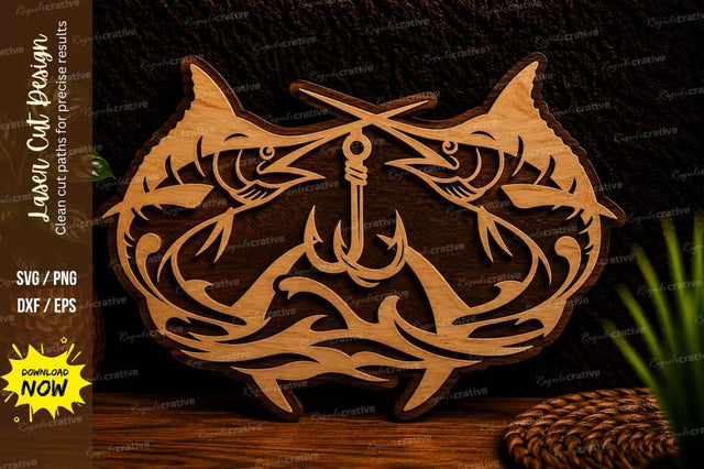 Twin Fish Anchor Laser Cut SVG Design SVG Regulrcrative 