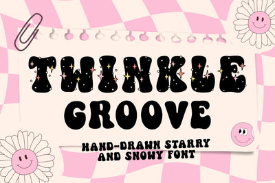 Twinkle Groove - Hand Drawn Starry and Snowy Font Font Jyllyco 