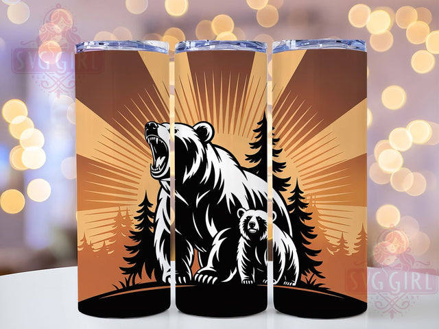 Two Bears Forest Theme 20oz Tumbler, Wildlife Gift, Sublimation Wrap, Nature Lover Mug, 20oz Tumbler Design, Two Bears PNG, Forest Animal Theme Sublimation SvggirlplusArt 