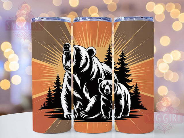 Two Bears Forest Theme 20oz Tumbler, Wildlife Gift, Sublimation Wrap, Nature Lover Mug, 20oz Tumbler Design, Two Bears PNG, Forest Animal Theme Sublimation SvggirlplusArt 
