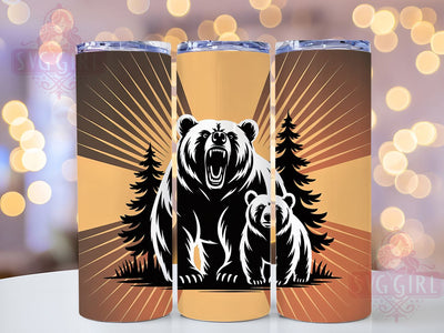 Two Bears Forest Theme 20oz Tumbler, Wildlife Gift, Sublimation Wrap, Nature Lover Mug, 20oz Tumbler Design, Two Bears PNG, Forest Animal Theme Sublimation SvggirlplusArt 