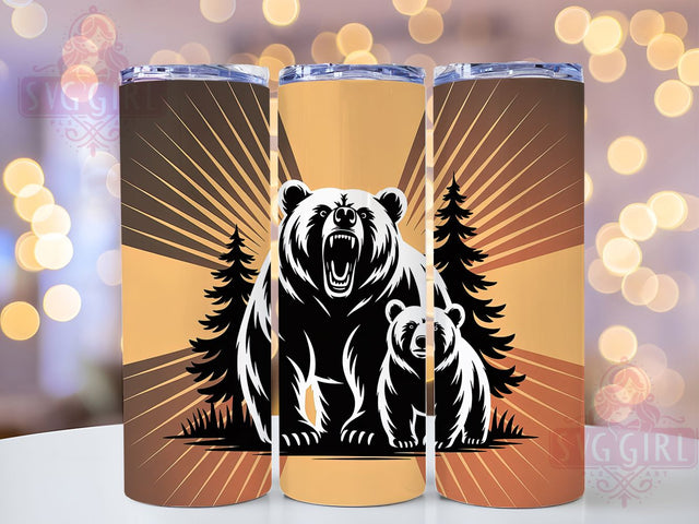 Two Bears Forest Theme 20oz Tumbler, Wildlife Gift, Sublimation Wrap, Nature Lover Mug, 20oz Tumbler Design, Two Bears PNG, Forest Animal Theme Sublimation SvggirlplusArt 