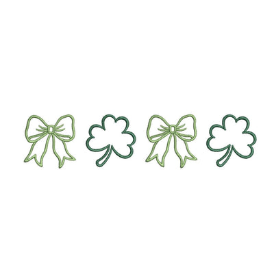 Two Bows and Lucky Shamrocks Embroidery Design, St. Patricks Day Embroidery Design, 5 sizes, Instant Download Embroidery/Applique DESIGNS Nino Nadaraia 
