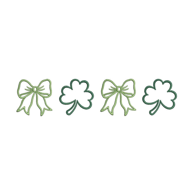 Two Bows and Lucky Shamrocks Embroidery Design, St. Patricks Day Embroidery Design, 5 sizes, Instant Download Embroidery/Applique DESIGNS Nino Nadaraia 