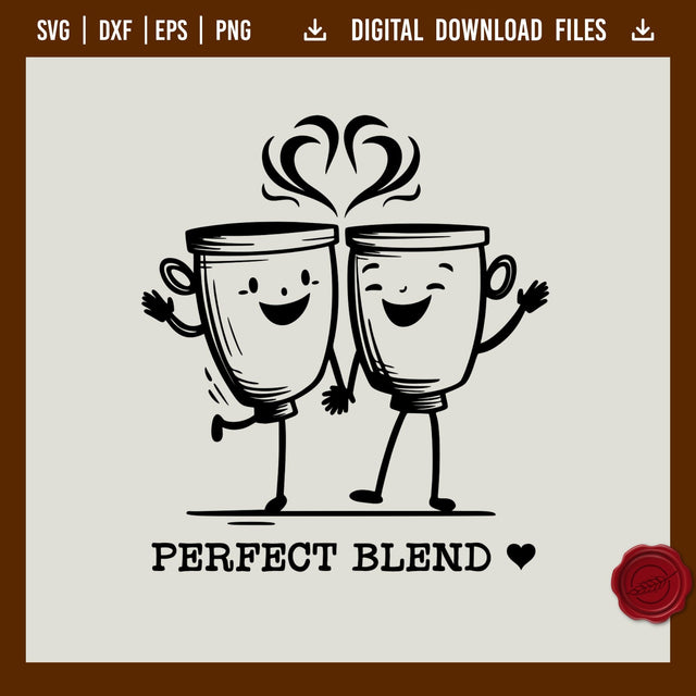 Two cups of coffee, perfect blend, love SVG Boertiek 