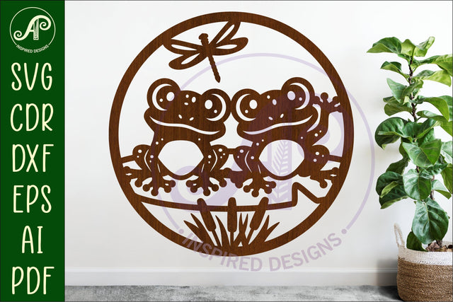 two cute frogs wall sign, SVG file. vector sign SVG APInspireddesigns 