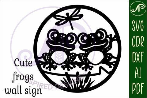 two cute frogs wall sign, SVG file. vector sign SVG APInspireddesigns 
