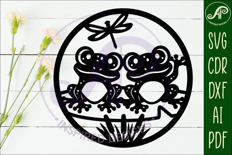 two cute frogs wall sign, SVG file. vector sign SVG APInspireddesigns 