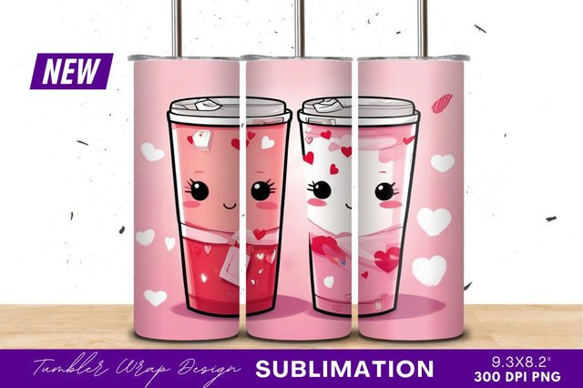 Two cute pink valentine tumblers png Sublimation Regulrcrative 