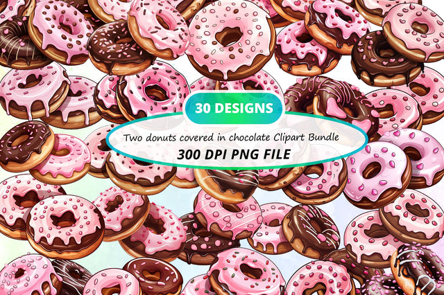 Two Donuts Covered In Chocolate Clipart Bundle Sublimation Regulrcrative 